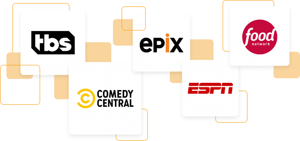 5 Boxes with TV Networks - TBS, Comedy Central, Epix, ESPN, and Food Network